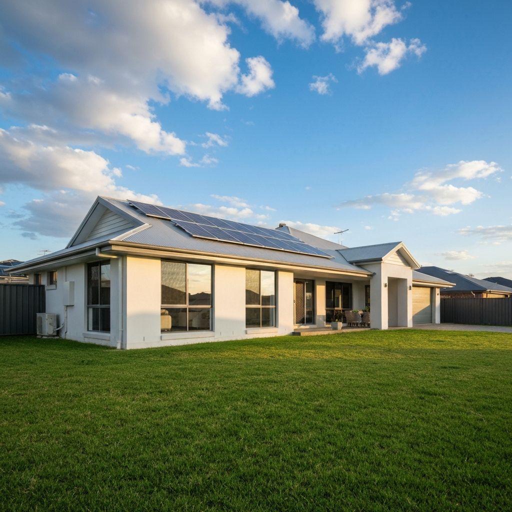 Modern home with solar panels