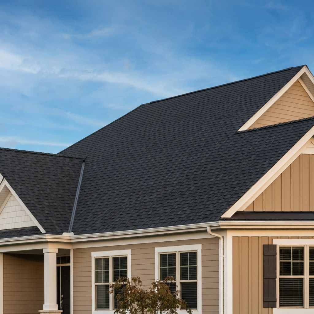 Home with a new architectural shingle roof