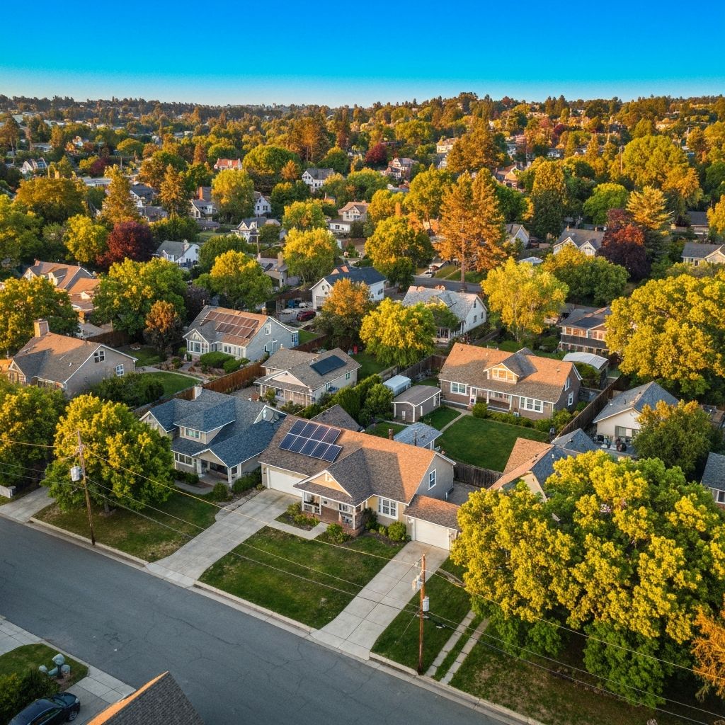 Residential neighborhood with solar homes